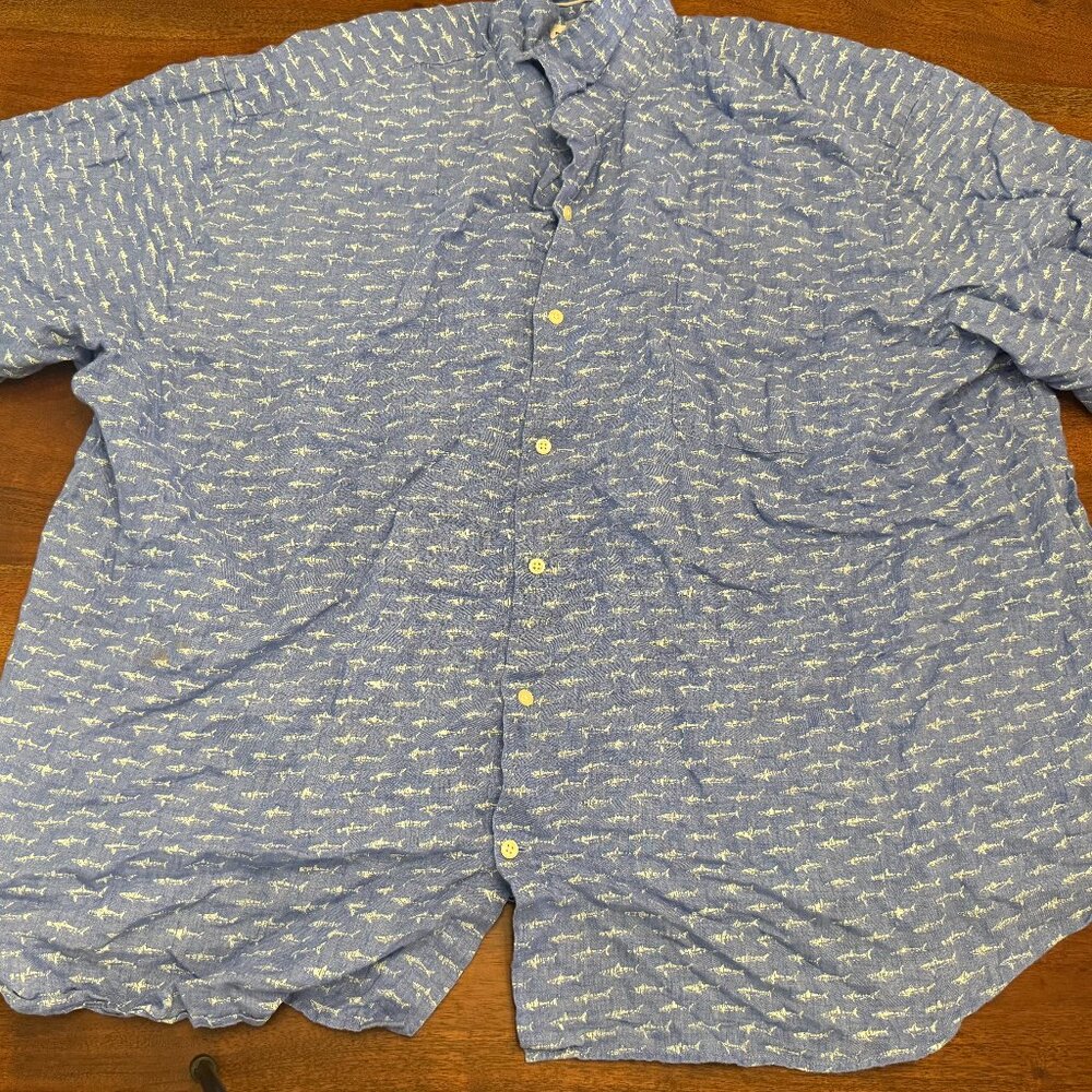 Blue Peter Millar Shark Linen Style Shirt